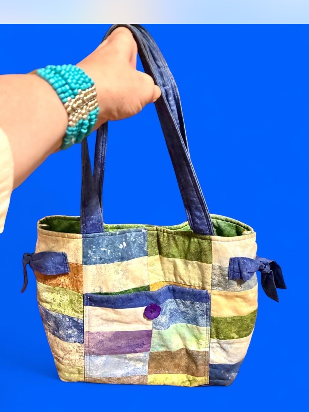 Patchwork Multi-Color Tote Bag - Unbranded